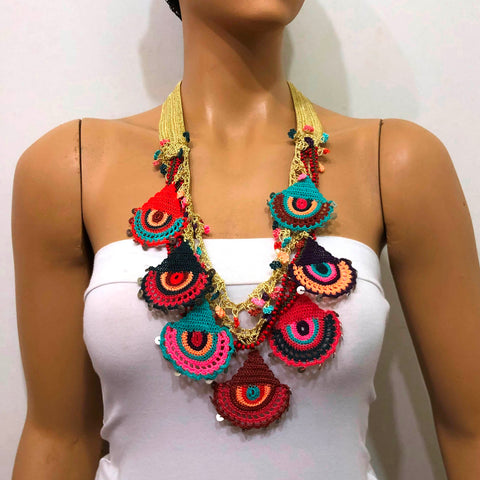 Turkish Delight Necklace - Multicolor Belt Necklace - Evil Eye Necklace - Efe Oya Necklace