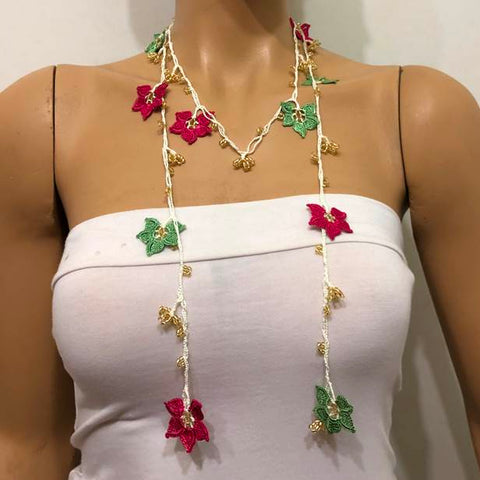 10.17.20 Cyclamen Pink and Green with golden beads