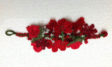 Red Bouquet Bracelet with Red Grapes - Crochet OYA Lace Bracelet