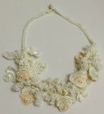 White Roses bouquet - Crochet Flower Bouquet Necklace
