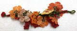 Burnt Orange Bouquet Bracelet with Orange Grapes - Crochet OYA Lace Bracelet