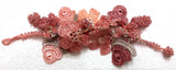 Antique Pink Bouquet Bracelet with Pink Grapes - Crochet OYA Lace Bracelet