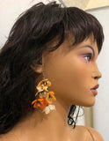 Yellow Orange and White  Poppy Earrings