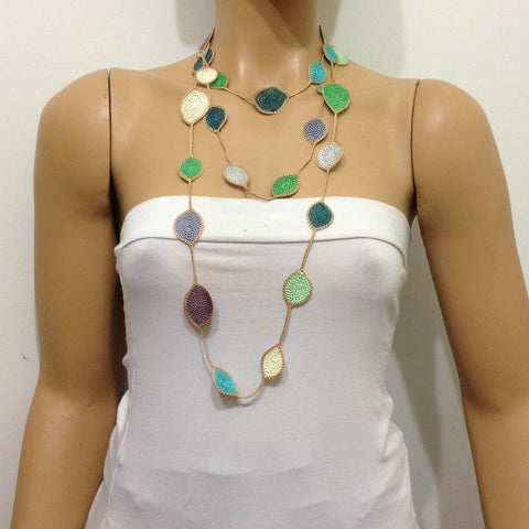 180003 Green Leaf Necklace - Oya Drop Necklaces