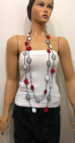 180008 Black Red Leaf Necklace - Oya Drop Necklaces - Oval Leaf Necklace