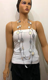 180011 Neutral Grey Leaf Necklace - Oya Drop Necklaces - Oval Leaf Necklace