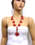 Red Tied Necklace with Coral Stones