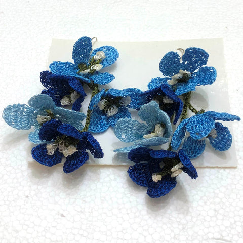 Light Blue and Royal Blue Poppy Earrings