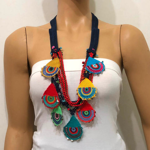 Turkish Delight Necklace - Multicolor Belt Necklace - Evil Eye Necklace - Efe Oya