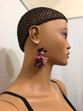 Rose pink and plum Poppy Earrings