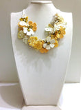 Yellow and White  Bouquet Necklace - Crochet OYA Lace Necklace