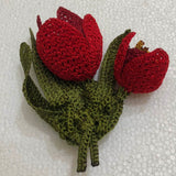 Red 3D Tulip Hand Crochet Oya Brooch - Flower Pin- Gift for Mom - Gift for Mother - Gift for Her - Unique Lace Brooches Jewelry - Fabric Flower Brooch