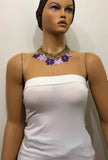 Lilac and Purple Choker Necklace with Crocheted Flower Oya