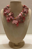 Romantic Pink  Bouquet Necklace with Pink Grapes