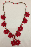 Red Tied Necklace with Red Beads