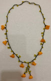 Yellow Crochet oya TULIP lace necklace with Yellow Beads