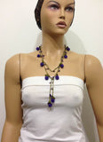 Purple Berry crocheted lariat with Amethyst stones