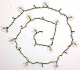 10.30.11 Big White Daisy Crochet beaded flower lariat necklace with Transparent Beads.