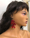 Red and Burgundy Poppy Earrings