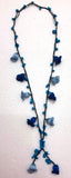 Blue Crochet oya TULIP lace necklace with blue turquoise stones
