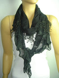 Black cotton scarf with lace