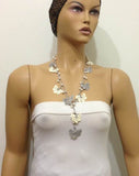 12.11.12 Grey and Beige Crochet Lariat with Freshwater Pearls - Elegant necklace Pearl Jewelry