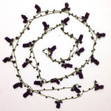 Solid PURPLE Crochet grapes bead oya Lariat Necklace