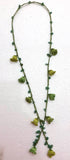 Green and Yellowish Green Crochet oya TULIP lace necklace with green jade stones handmade