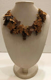 Golden Yellow and ,Brown Bouquet Necklace with Copper Grapes - Crochet OYA Lace Necklace