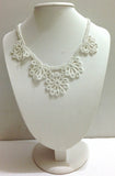 All White - Choker Necklace with Crocheted Bead Flower Oya