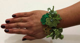 Green Bouquet Bracelet with Green Grapes - Crochet OYA Lace Bracelet