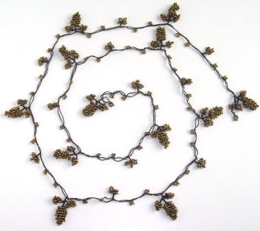 Copper Grape Lariat Necklace - Copper Brown Crocheted Necklace