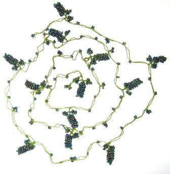 Purplish Black Grape Lariat Necklace - Grape Crocheted Necklace