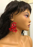 Pomegranate color Poppy Earrings