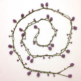 Pinkish Lilac Crochet Oya Berry Necklace - Beaded Lariat -  Necklace Lariat Necklace