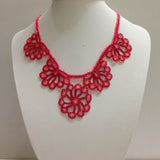 Pink - Choker Necklace with Crocheted Bead Flower Oya