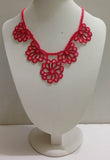 Pink - Choker Necklace with Crocheted Bead Flower Oya