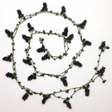 Purplish Black Crochet grapes bead oya Berry Necklace - Beaded Lariat -  Necklace Lariat Necklace