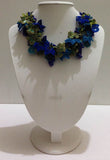 Blue and Green Bouquet Necklace - Crochet OYA Lace Necklace