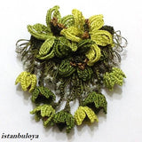 GREEN Hand Crochet Brooch - Flower Pin- Gift for Mom - Gift for Mother - Gift for Her - Unique Lace Brooches Jewelry - Fabric Flower Brooch