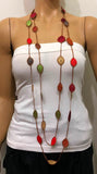 180013 Brown Multicolor Leaf Necklace - Oya Drop Necklaces - Oval Leaf Necklace
