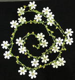 NEW SPRING WHITE Crochet beaded flower lariat necklace with Yellow beads