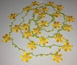 NEW SPRING YELLOW Crochet beaded flower lariat necklace with Yellow beads