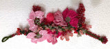 Hot Pink Bouquet Bracelet with Red Grapes - Crochet OYA Lace Bracelet