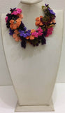 Pink,Orange,Lilac,Purple Bouquet Necklace - Crochet OYA Lace Necklace