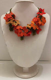 Orange and Yellow Bouquet Necklace -  Crochet OYA Lace Necklace