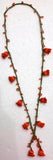 Orange Crochet oya TULIP lace necklace with orange stones