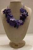 Lavender and Purple Bouquet Necklace with Purple Grapes - Crochet OYA Lace Necklace