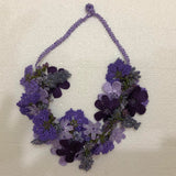 Lavender and Purple Bouquet Necklace with Purple Grapes - Crochet OYA Lace Necklace