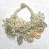 White Roses Bouquet Bracelet with White Grapes- Crochet OYA Lace Bracelet